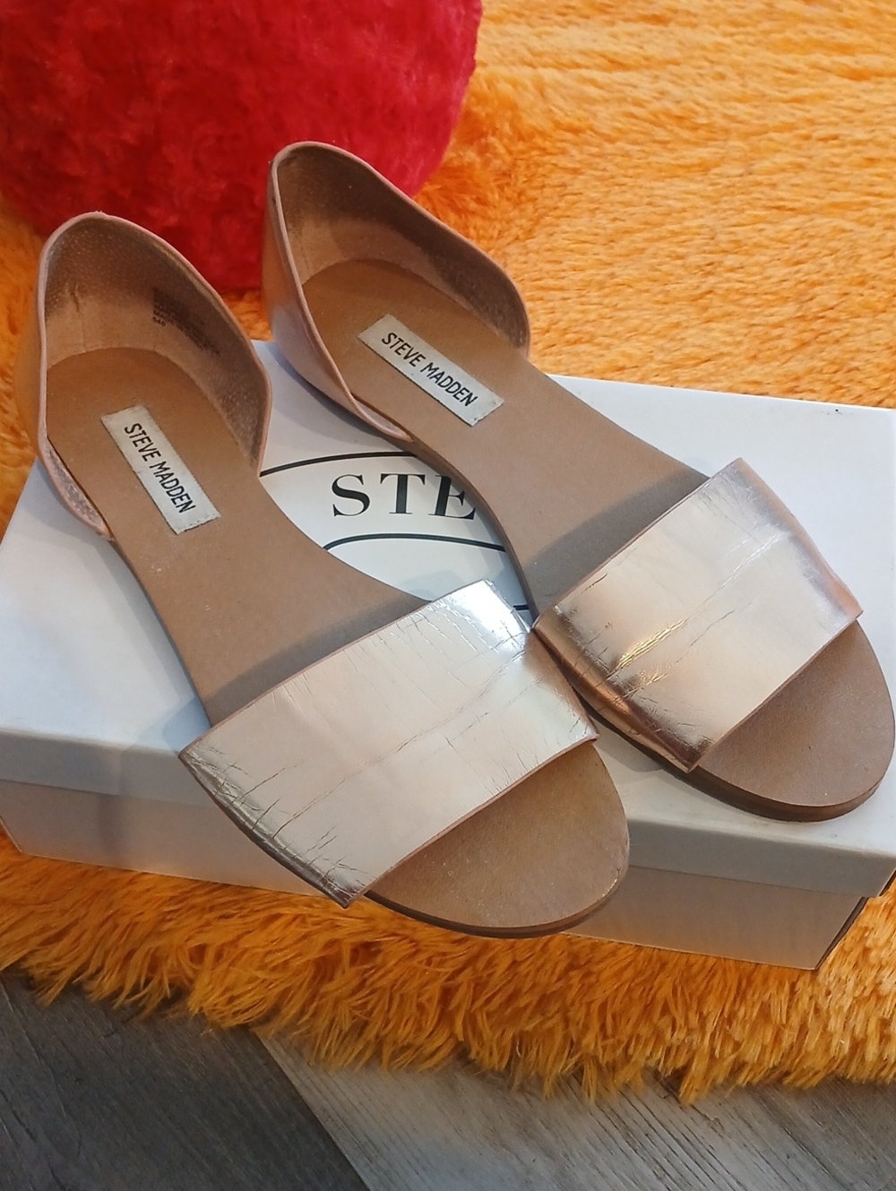 Steve Madden Rose Gold Women's Open-Toe Flats